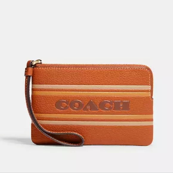 Coach Corner Zip Wristlet with Coach Stripe CH311 - Picture 1 of 6